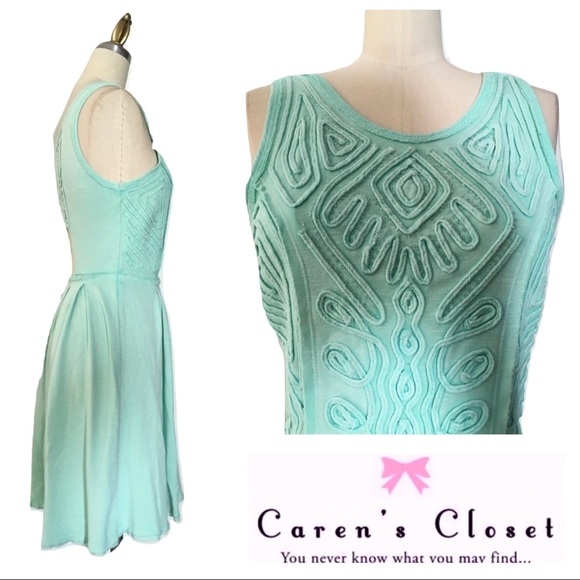 Free People Mint Green Soutache Cut Out Mini Dress - Picture 4 of 6